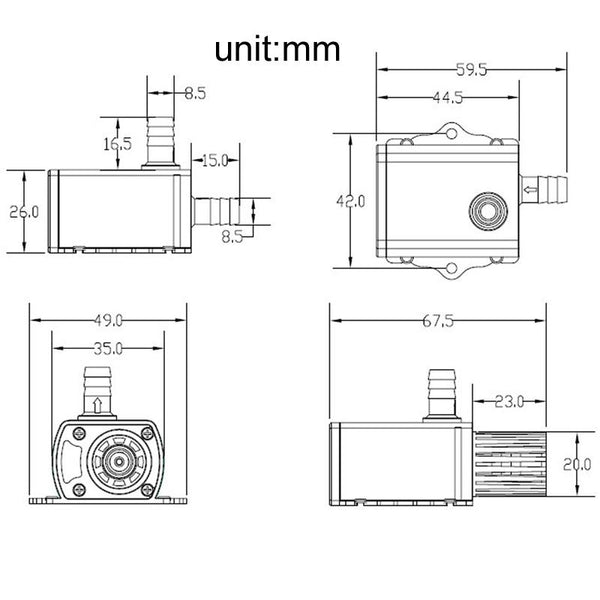 USB Power Supply Brushless Cold Water Circulating Fountain Water Pump, Model: QR50A