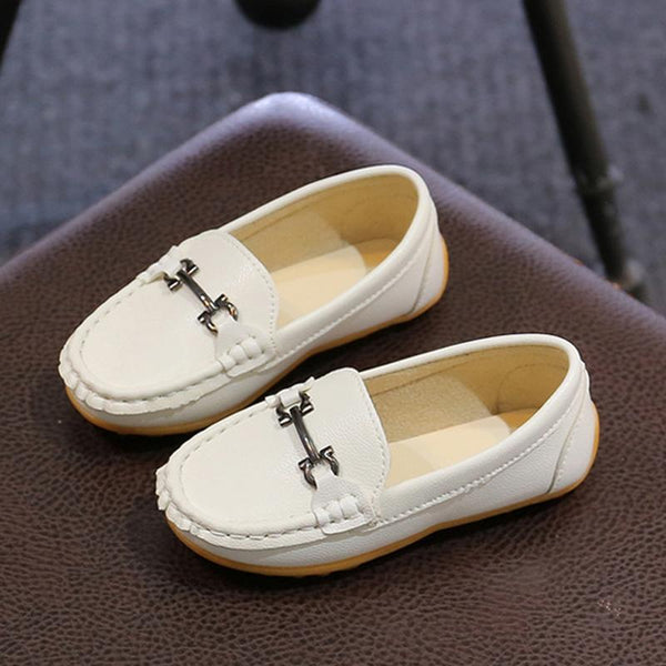 K3 Lightweight Anti-Skid Dance Bean Shoes Children Small Leather Shoes, Size: 26(White)