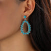 Water Drop Cutout Pendant With Turquoise Vintage Earrings(EA1021)