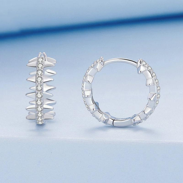 BSE770 Sterling Silver S925 Rivet Plated Platinum Zircon Earrings