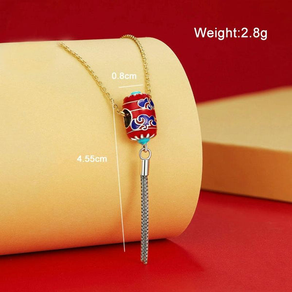 BSC727 Sterling Silver S925 Auspicious Clouds Red Lantern Bracelet Bead Pendant