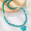 Bohemian Turquoise Natural Stone Sweater Vintage Pendant, Model: N2203-14 Butterfly Model