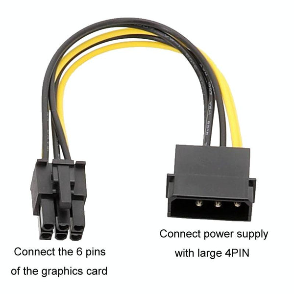 15cm Large 4Pin To 6Pin Power Cord Graphics Card Adapter Cable