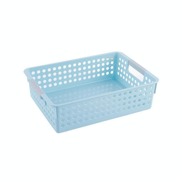 Plastic Storage Basket Desktop Sundry Organizer Frame Toys Kitchen Snacks Storage Box, Style: Shallow Small Blue