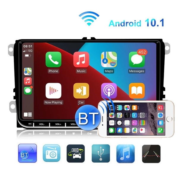 A2743 For Volkswagen 1+16G 9-inch Central Control Large Screen With Carplay Car Android10.0 Navigator Player, Style: Standard+AHD Camera