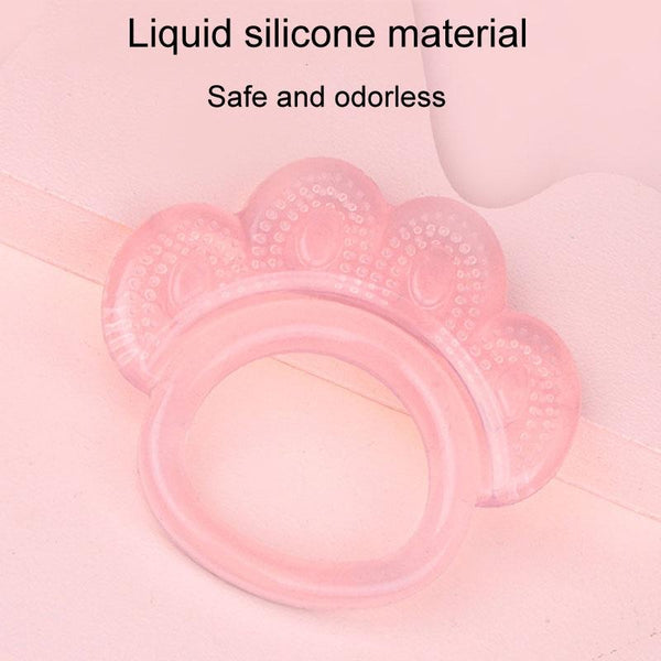 Baby Teething Stick Toys Childrens Silicone Bear Paw Bites With Storage Box(Pink)