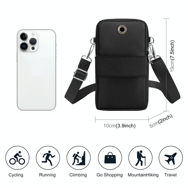 HAWEEL Mini Crossbody Vertical Zipper Pouch Phone Case Bag(Black)
