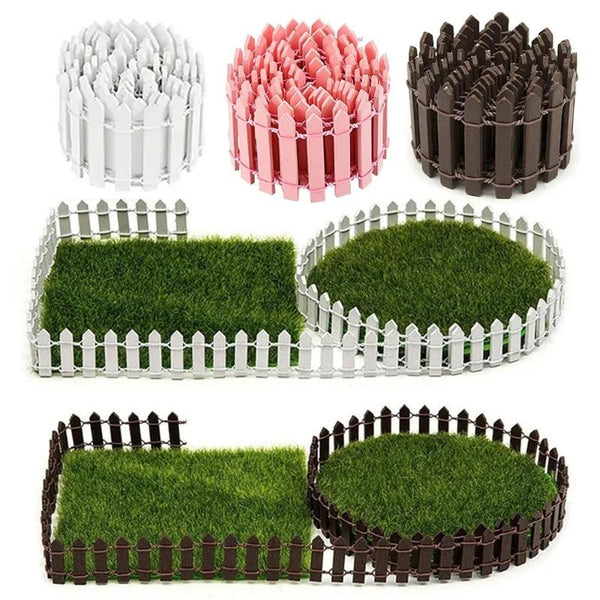 90cm Miniature Wooden Fence DIY Fairy Garden Mini Landscape Ornament(White)