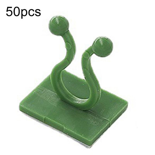 Small 50pcs Plant Climbing Wall Buckle Vine Traceless Plant Fixer Self-Adhesive Hooks(Green)