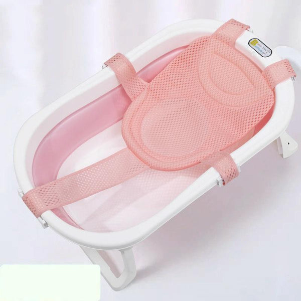 Baby Bath Tub Bathing Support Net Stand Newborn Non-Slip Suspended Shower Mat, Style: 5 Buckle Pink