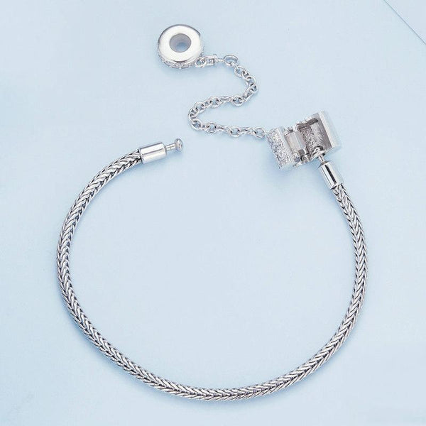 BSB103-19 Sterling Silver S925 White Gold Plated Zircon Cylinder Buckle Bracelet