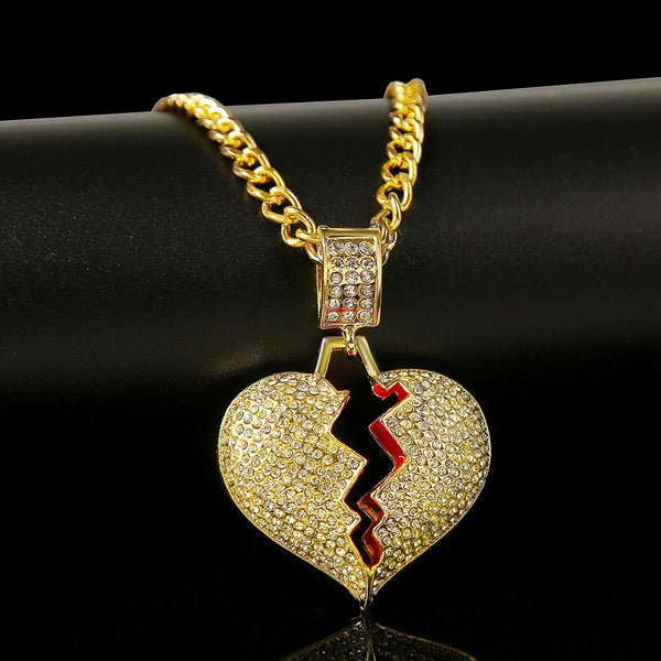 N1910-5 Heart Broken  Exaggerated Hip Hop Style Necklace Collarbone Chains