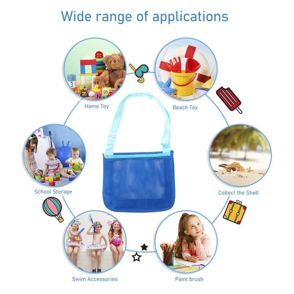 Children Shell Collection Bag Beach Toys Organizer Storage Bag(Navy Lake Blue)
