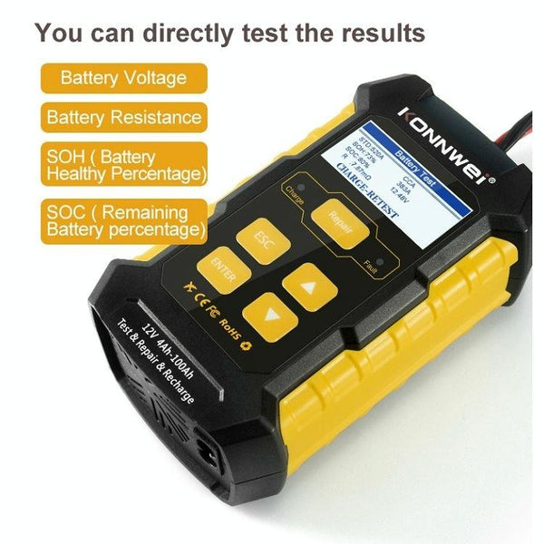 KONNWEI KW510 3 in 1 Car Battery Tester / Charger / Repairer, Support 8 Languages(US Plug)
