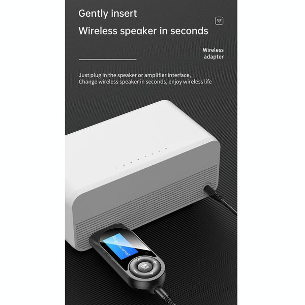 T-13 Bluetooth 5.0 LCD Digital Display Bluetooth Adapter Receiver Transmitter(Black)