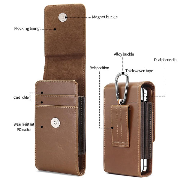 For Phones Below 6.7 inches Multifunctional Vertical Magnetic Flip Phone Waist Bag(Black)