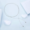 S925 Sterling Silver Platinum Plated Heart Shaped Double Sweater Necklace