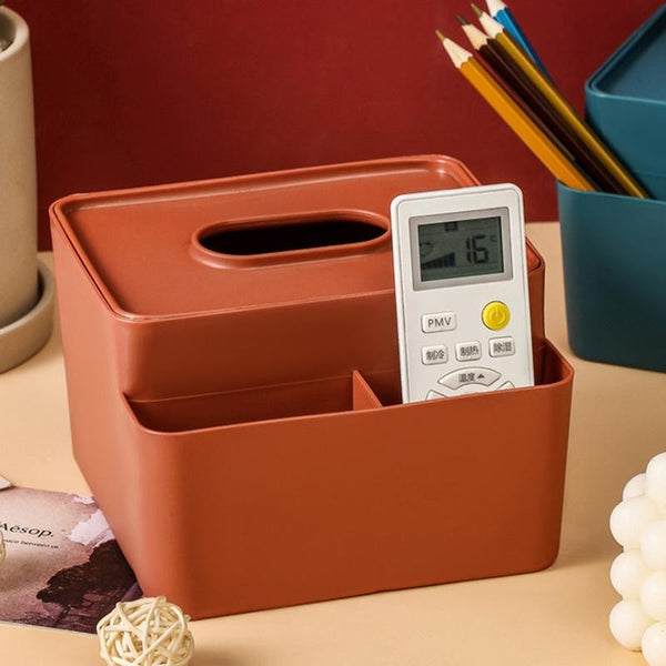 Simple Plastic Multifunctional Tissue Box Home Office Desk Storage Drawer Tray(Yellow)