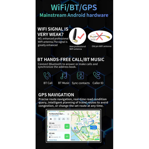 S-8802C 7 inch IPS Screen Car Android Player GPS Navigation Bluetooth Touch FM Radio CarPlay, Support Mirror Link & FM & WIFI & Steering Wheel Control