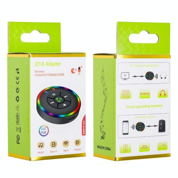 Q10 With Colorful Lamp 2-in-1 Bluetooth 5.3 Wireless Transmitter / Receiver MP3 Player Adapter