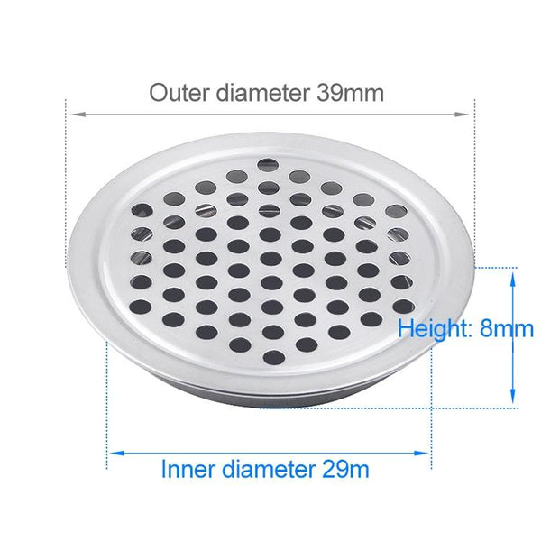 10pcs Flat Surface 29mm Cabinet Round Air Vent Stainless Steel Louvered Grille Cover Vents with Little Holes