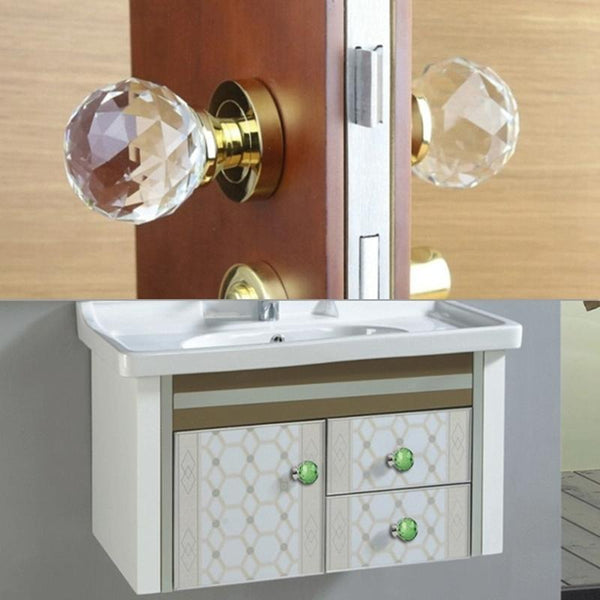 30mm K9 Plated Transparent Glass Crystal Spherical Single Hole Drawer Handle(Green)