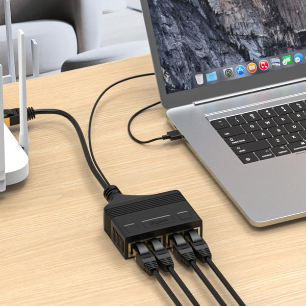 Male RJ45 4 in 1 Gigabit Network Splitter Cable Ethernet Network Coupler