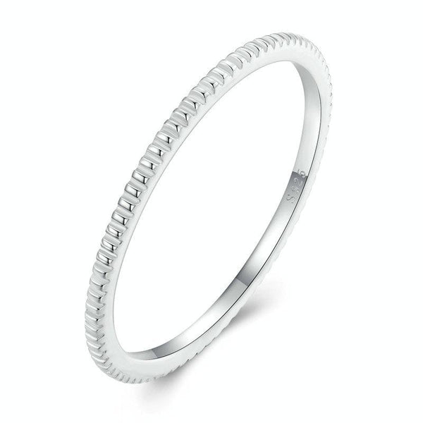 BSR343 Sterling Silver S925 Textured Versatile Slim Silver Ring(No.7)