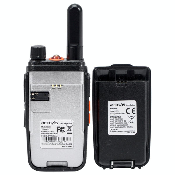 1 Pair RETEVIS RB35 2W US Frequency 462.5500-462.7250MHz 16CHS FRS License-free Two Way Radio Handheld Walkie Talkie(Black)