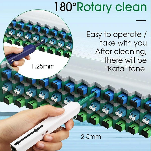 2pcs /Set Fiber Optic Cleaning Pen Endface Cleaner Fiber Optic Cleaning Tool for 1.25mm LC/Mu and 2.5mm SC/ST/FC(SC+LC)