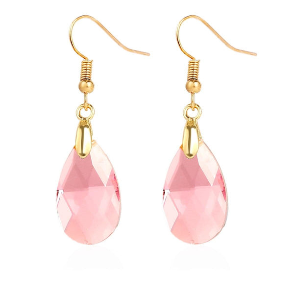 E2108-2 Pink Natural Crystal Handmade Earrings Zircon Long Earrings