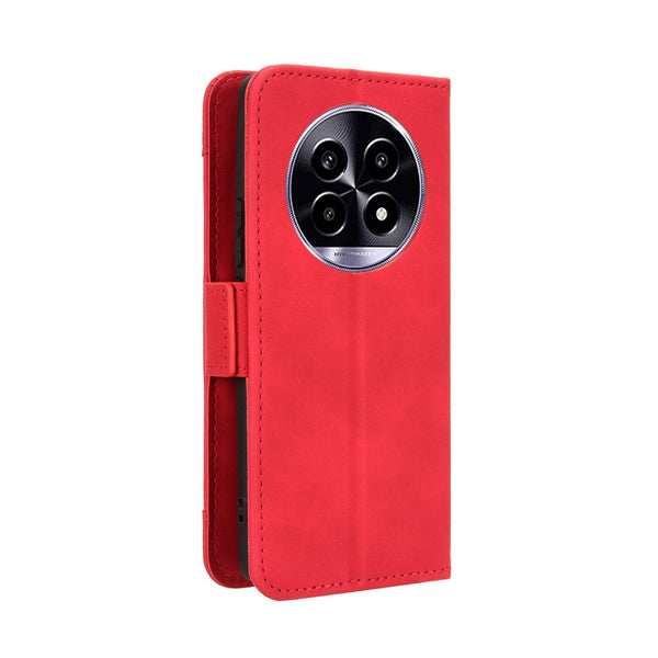 For Realme 13+ 5G Global Skin Feel Calf Texture Card Slots Leather Phone Case(Red)