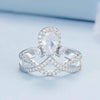 BSR368 S925 Sterling Silver Water Drop Crown White Gold Plated Zircon Ring(No.8)