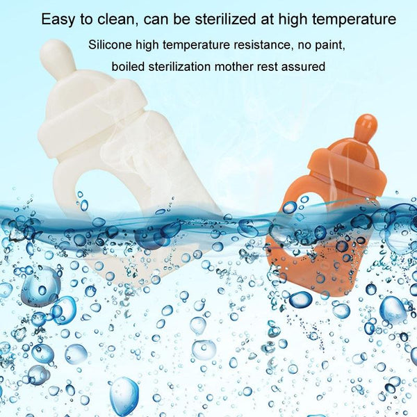 Baby Silicone Teether Bottle Bite Teether Teething Stick, Color: Without Box Milk White