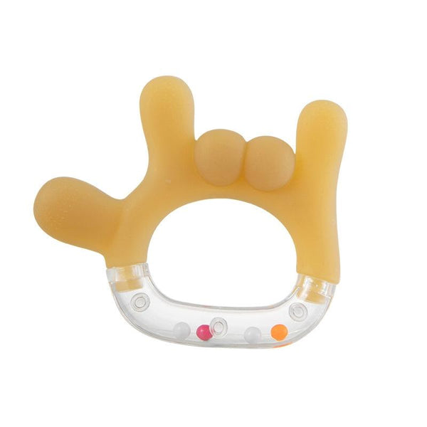 Rattle Baby Teether Soothing Pacifier Teething Stick Newborn Anti-Eating Hand Silicone Toy, Style: Rock Gesture