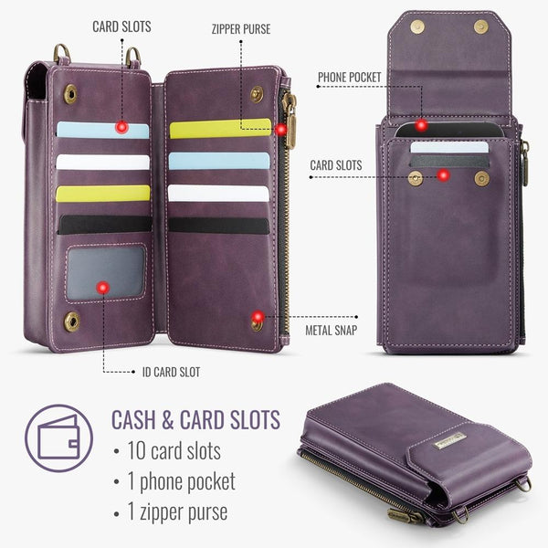 CaseMe Me40 Vertical Multifunctional Shoulder Crossbody Phone Bag(Purple)
