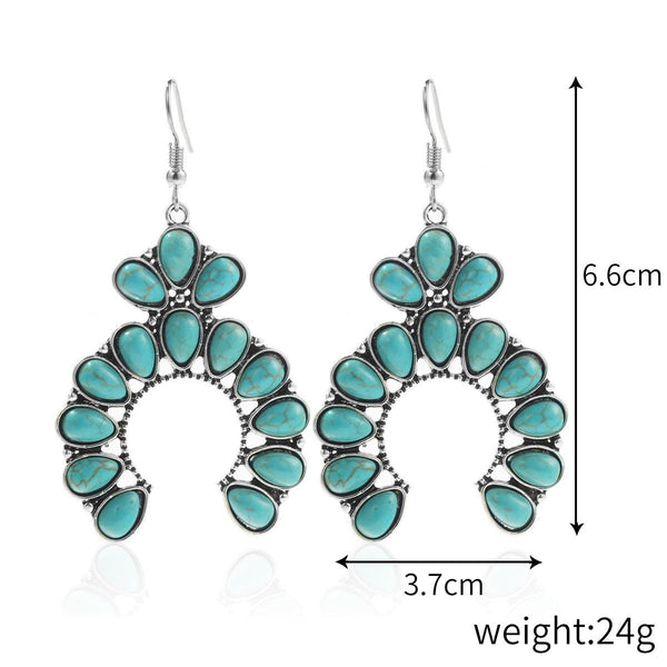 E2204-7 Turquoise Ethnic Style Earrings Temperament Simple Vintage Earrings
