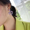 E2109-12 Purple Diamond Love Silver Needle Earrings Simple Earrings