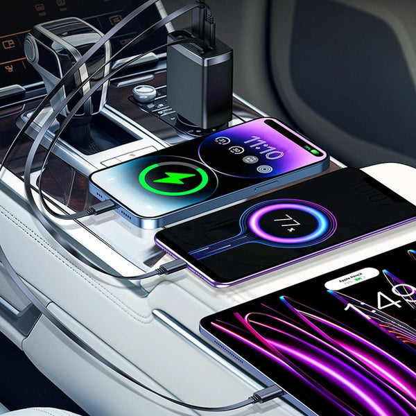 Car Retractable Charger One To Three Automobile Cigarette Lighter, Interface: 8 Pin