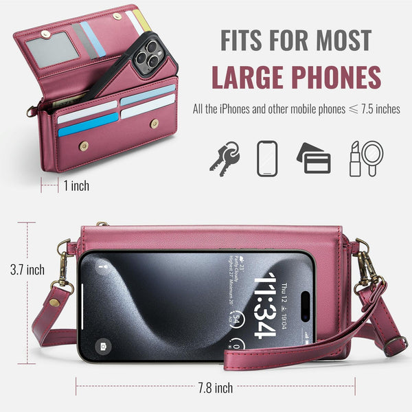 CaseMe Me30 Multi Functional Diagonal Cross Bag Phone Case(Red)