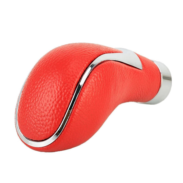 Universal Car PU Leather and Metal Gear Shift Knob Modified Auto Car Transmission Shift Lever Knob(Red)