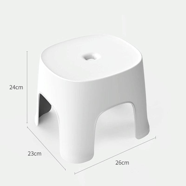 Household Bathroom Row Stools Plastic Stools Thickened Low Stools Square Stools Small Benches, Colour: Milk White Adult