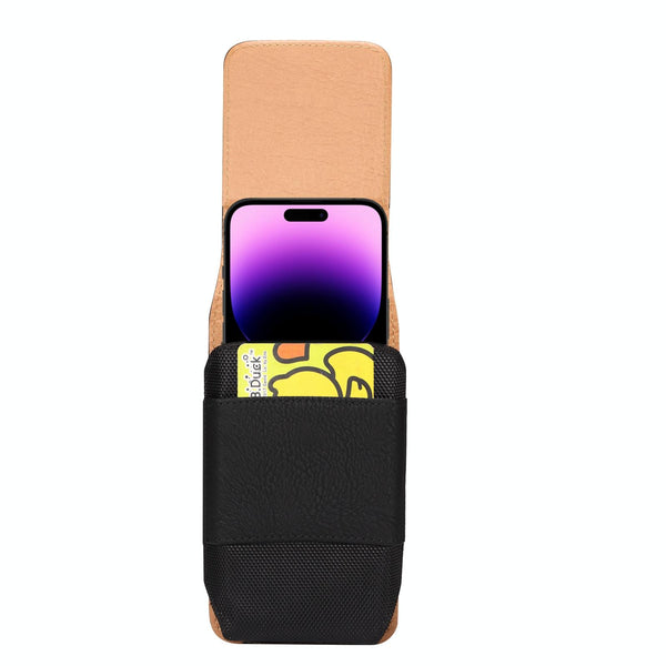 For 6.7-6.9 inch Mobile Phone Cowhide Texture Oxford Cloth Waist Bag(Black)