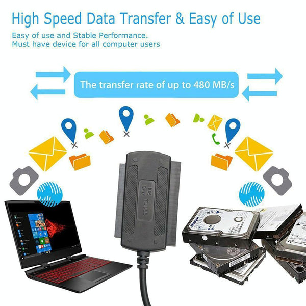 YP009 Three-Purpose USB to IDE/SATA Easy Drive Cable Hard Disk Drive Data Cable with Power Supply(UK Plug Set)