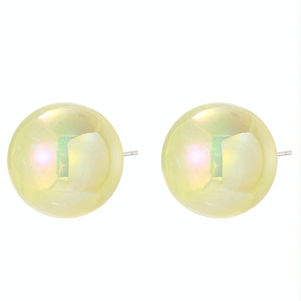 E2209-9 Yellow Symphony Round Beads Stud Earrings Jewelry