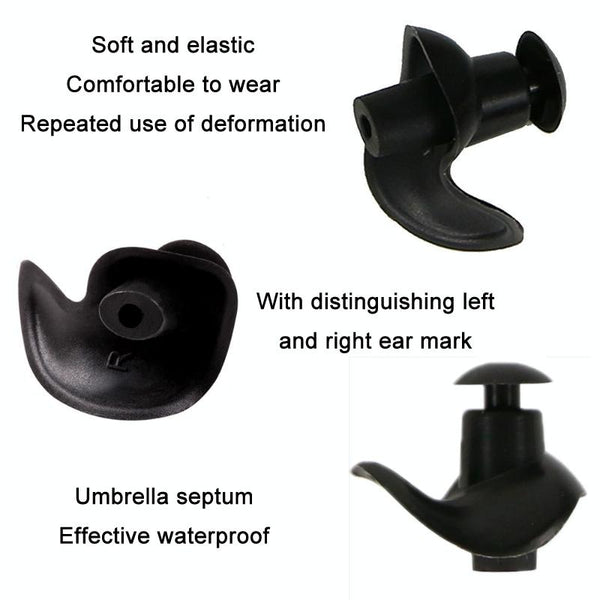 Swimming Waterproof Spiral Silicone Earplugs(Black)