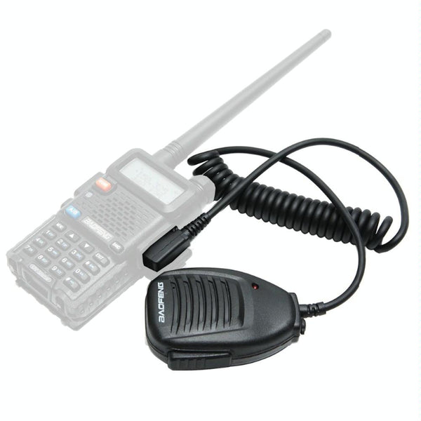 Baofeng Clip-on Speaker Microphone for Walkie Talkies, 3.5mm + 2.5mm Earphone + Mic Plug(Black)