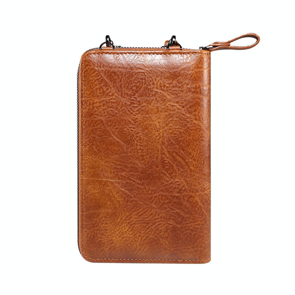 Elephant Pattern Multifunctional Cross Bag Phone Case(Brown)