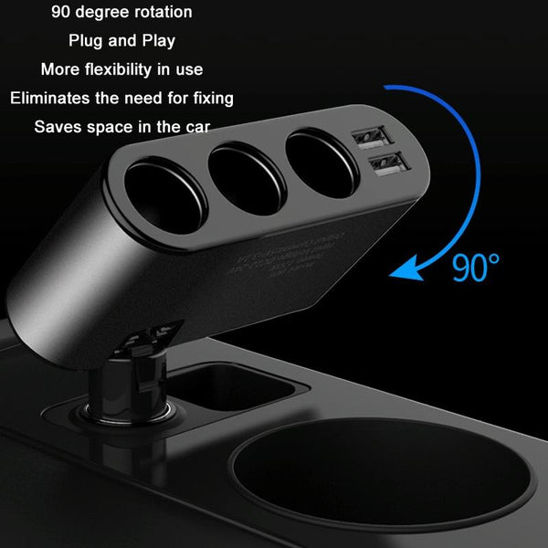 YANTU One Tow Three Car Digital Electronic Dual USB Cigarette Lighter, Specification: 3 Holes