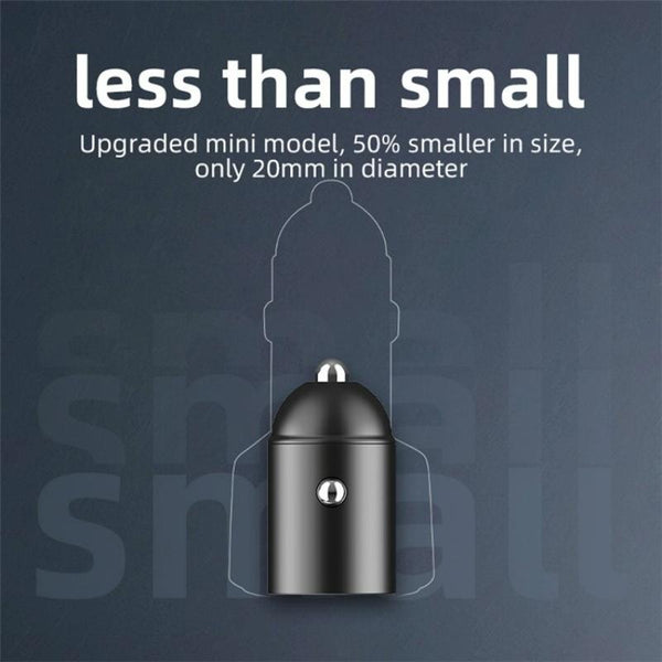 A1 QC 3.0+PD 30W Dual Car Charger Hidden Car Cigarette Lighter Phone Fast Charging Adapter